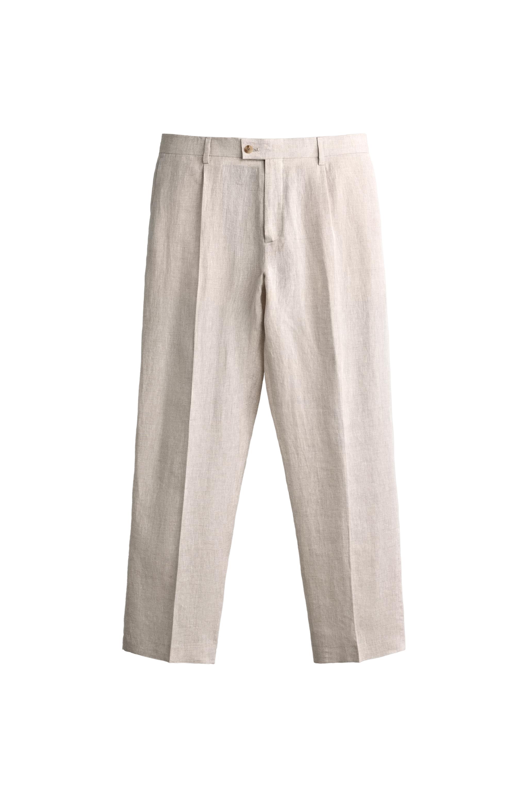 PANTALON À PLIS COSTUME 100% LIN